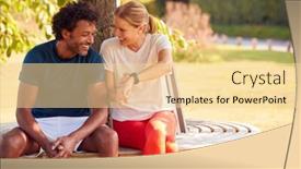  Presentation with fitness clothing - Slide set consisting of couple-wearing-fitness-clothing-sitting background and a blonde colored foreground