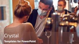  Presentation with masks - Beautiful slide deck featuring couple-wearing-masks-on-date backdrop and a tawny brown colored foreground