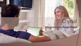  Presentation with lounge - PPT theme with couple-wearing-pyjamas-in-lounge background and a mint green colored foreground