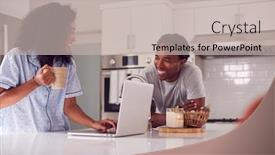  Presentation with kitchen - Presentation consisting of couple-wearing-pyjamas-standing background and a soft green colored foreground