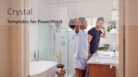  Presentation with bathroom - Colorful slides enhanced with couple-wearing-pyjamas-standing backdrop and a light gray colored foreground