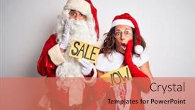  Presentation with wow - Slide set enhanced with couple-wearing-santa-costume-holding background and a coral colored foreground