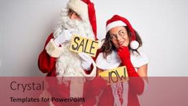  Presentation with wow - Presentation design with couple-wearing-santa-costume-holding background and a red colored foreground
