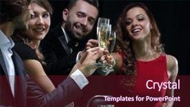  Presentation with winning - Presentation theme enhanced with couple winning - friends drinking and celebrating background and a wine colored foreground