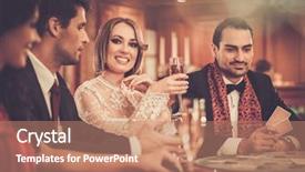  Presentation with casino - Colorful PPT layouts enhanced with couple winning - group of stylish people playing backdrop and a coral colored foreground