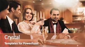  Presentation with group of diverse people - Slide deck enhanced with couple winning - group of young people playing background and a red colored foreground