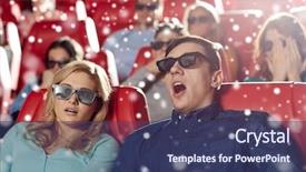 Presentation with horror cinema - PPT theme having couple with 3d glasses background and a ocean colored foreground