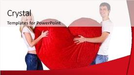  Presentation with white dove heart - Cool new presentation theme with couple with a big heart backdrop and a sky blue colored foreground