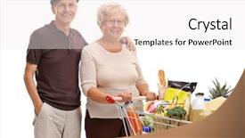  Presentation with groceries cart - Amazing PPT layouts having couple with a shopping cart backdrop and a white colored foreground
