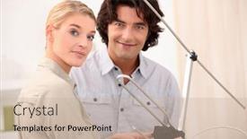  Presentation with antenna - Colorful PPT theme enhanced with couple with a television antenna backdrop and a soft green colored foreground