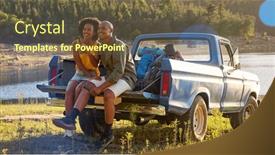  Presentation with backpacks - Presentation theme having couple-with-backpacks-in-pick background and a tawny brown colored foreground