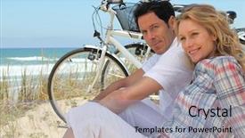  Presentation with sand dunes - Cool new slides with couple with bikes sitting on the sand dunes backdrop and a light gray colored foreground