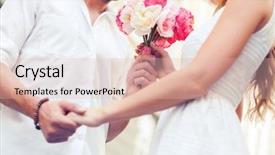  Presentation with summer holiday move - Cool new PPT theme with couple with bouquet of flowers backdrop and a lemonade colored foreground