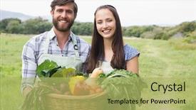  Presentation with box - Theme featuring couple with box of veg background and a yellow colored foreground