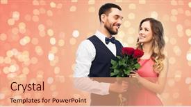  Presentation with living coral - Cool new PPT theme with couple with bunch of flower backdrop and a coral colored foreground