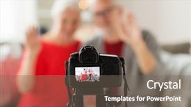  Presentation with senior couple - Audience pleasing slide set consisting of couple with camera recording video backdrop and a gray colored foreground