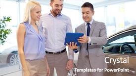  Presentation with car dealer - Theme with couple with car dealer show background and a violet colored foreground