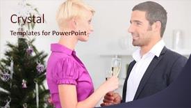  Presentation with flutes - Theme with couple with champagne flutes background and a lemonade colored foreground