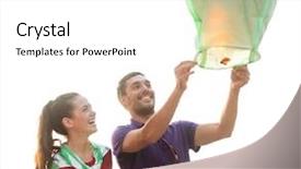  Presentation with happy birthday frame holiday - Slide set with couple with chinese sky lanterns background and a white colored foreground