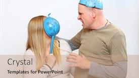  Presentation with conspiracy theory - Colorful slides enhanced with couple-with-colanders backdrop and a coral colored foreground