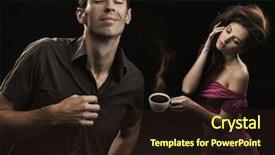  Presentation with pen laptop coffee cup clips - Amazing theme having couple with cup of coffee backdrop and a wine colored foreground