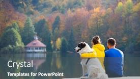  Presentation with lake dock - Theme with couple-with-dog-sitting background and a ocean colored foreground