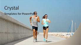  Presentation with lifestyle - Slides with couple with fitness tracker running background and a light blue colored foreground