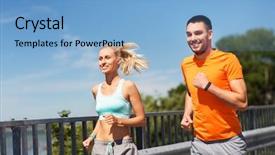  Presentation with lifestyle - Slide deck consisting of couple with fitness trackers running background and a light blue colored foreground