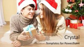  Presentation with carpet - Cool new PPT layouts with couple with gifts on carpet backdrop and a  colored foreground