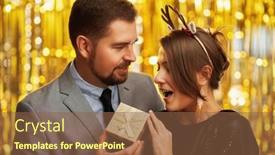  Presentation with new year - Slide deck featuring couple-with-gold-gift background and a tawny brown colored foreground