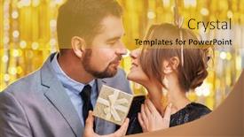  Presentation with new year - Slides consisting of couple-with-gold-gift background and a gold colored foreground