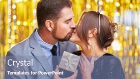  Presentation with new year - Presentation design enhanced with couple-with-gold-gift background and a seafoam green colored foreground