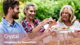  Presentation with sandwich all plates - Amazing slide deck having couple with grandmother having sandwich backdrop and a coral colored foreground