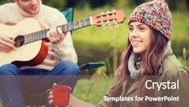  Presentation with rural tourism people adventure - Slides consisting of couple with guitar in camping background and a  colored foreground