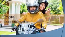  Presentation with wife - Cool new presentation design with couple with helmets riding motorcycle backdrop and a gold colored foreground