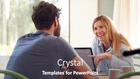  Presentation with teachers working around a table - Slide deck having couple-with-laptop-sitting background and a dark gray colored foreground