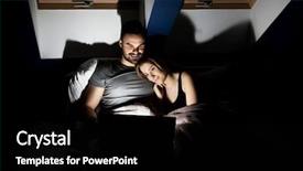  Presentation with movie theater loving couple - Amazing slide deck having couple with laptop watching movie backdrop and a black colored foreground