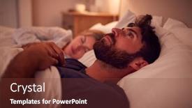  Presentation with bed - Colorful presentation design enhanced with couple-with-man-lying backdrop and a tawny brown colored foreground