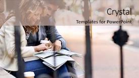  Presentation with city map - PPT theme consisting of couple with map looking background and a coral colored foreground