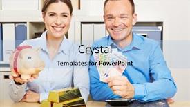  Presentation with accounting financial bank banking account - Presentation theme enhanced with couple with money and gold background and a  colored foreground