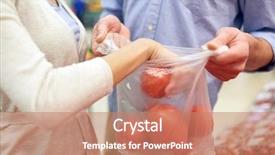  Presentation with grocery bag - Presentation theme with couple with plastic bag background and a coral colored foreground