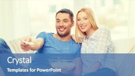  Presentation with popcorn movie - Slide deck consisting of couple with popcorn watching movie background and a teal colored foreground