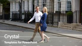  Presentation with columns ancient roman road city - Colorful PPT layouts enhanced with couple with pregnant wife crossing backdrop and a  colored foreground