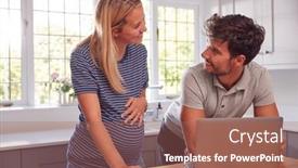  Presentation with wife - Audience pleasing presentation design consisting of couple-with-pregnant-wife backdrop and a coral colored foreground