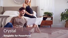  Presentation with pregnant woman - Colorful presentation design enhanced with couple-with-pregnant-woman-looking backdrop and a violet colored foreground