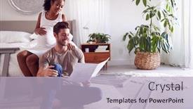  Presentation with pregnant woman - Presentation design having couple-with-pregnant-woman-putting background and a light blue colored foreground