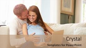  Presentation with pregnant woman cleaning - Theme with couple with pregnant woman using background and a coral colored foreground