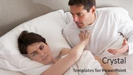  Presentation with bed - Amazing slides having couple with problems having disagreement backdrop and a coral colored foreground