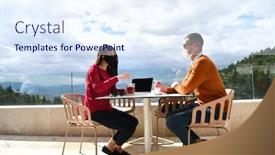  Presentation with medical concept - Amazing slide set having couple-with-protective-medical-mask backdrop and a sky blue colored foreground