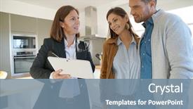  Presentation with estate - Amazing slides having couple with real-estate agent backdrop and a seafoam green colored foreground